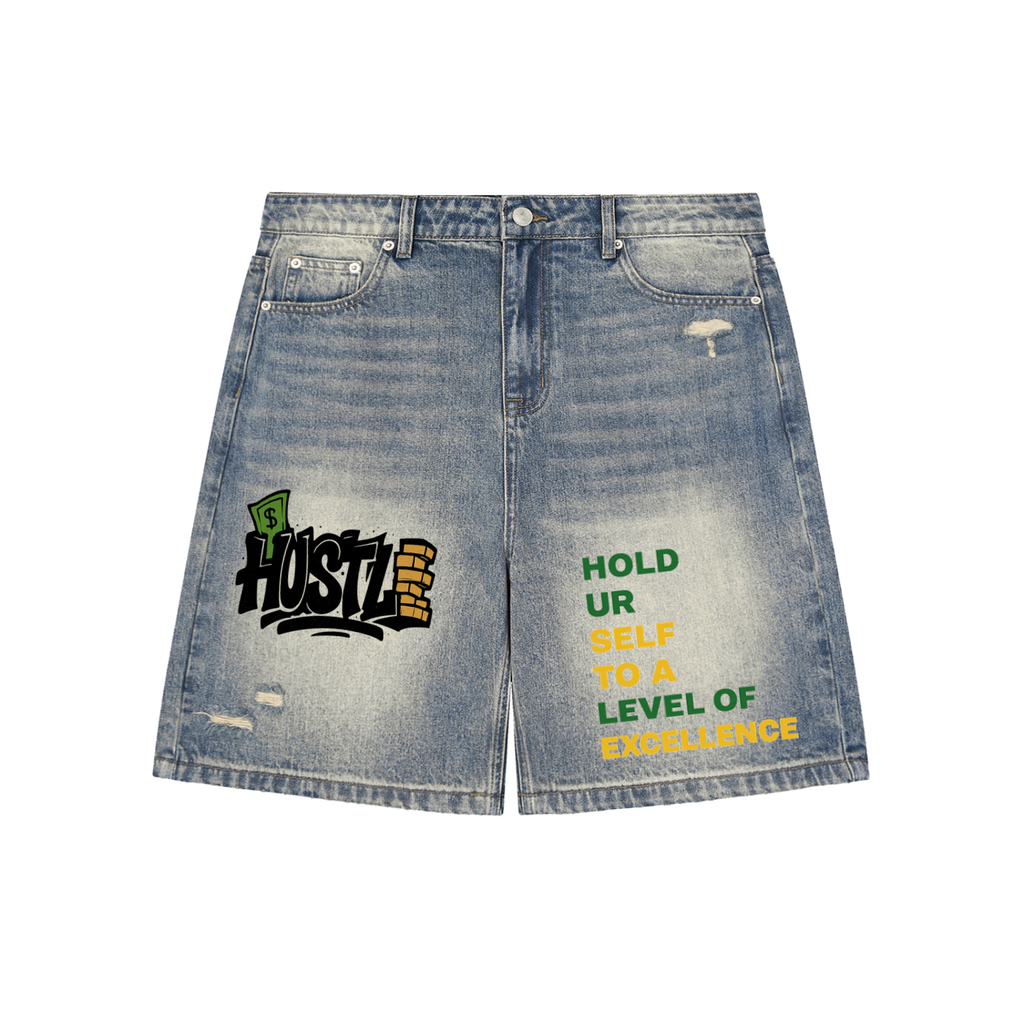 Faded Distressed Baggy Denim Shorts
