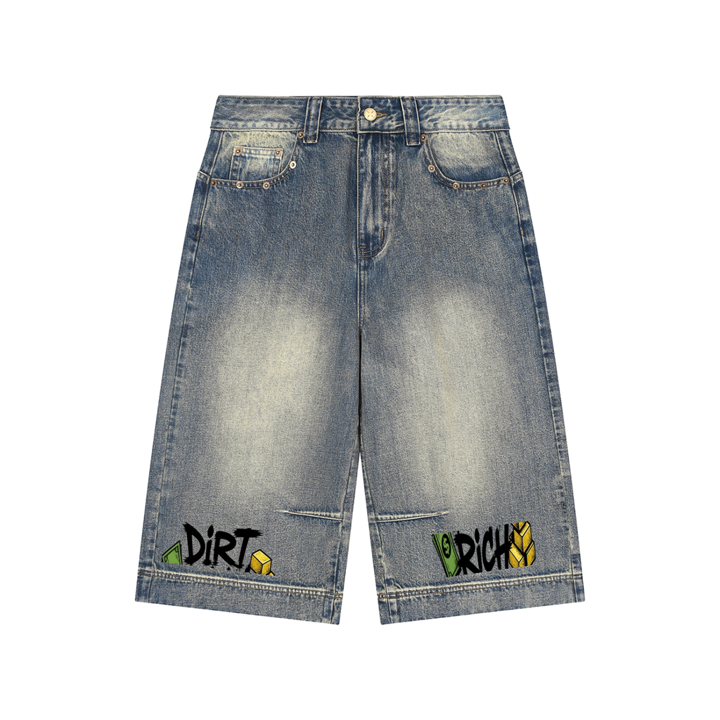 Vintage Wash Baggy Denim Shorts